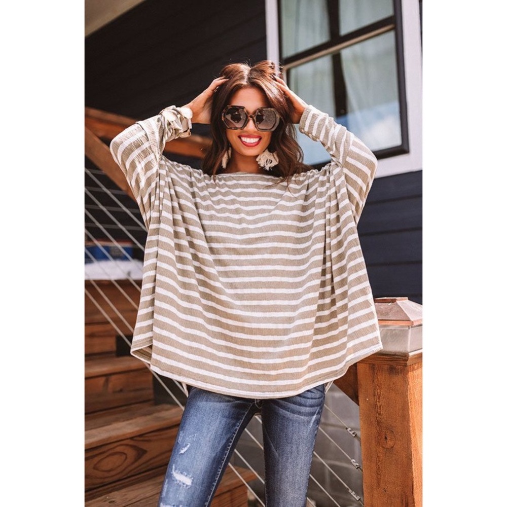 CHIC SOUL I Olive & White Stripe Tunic
